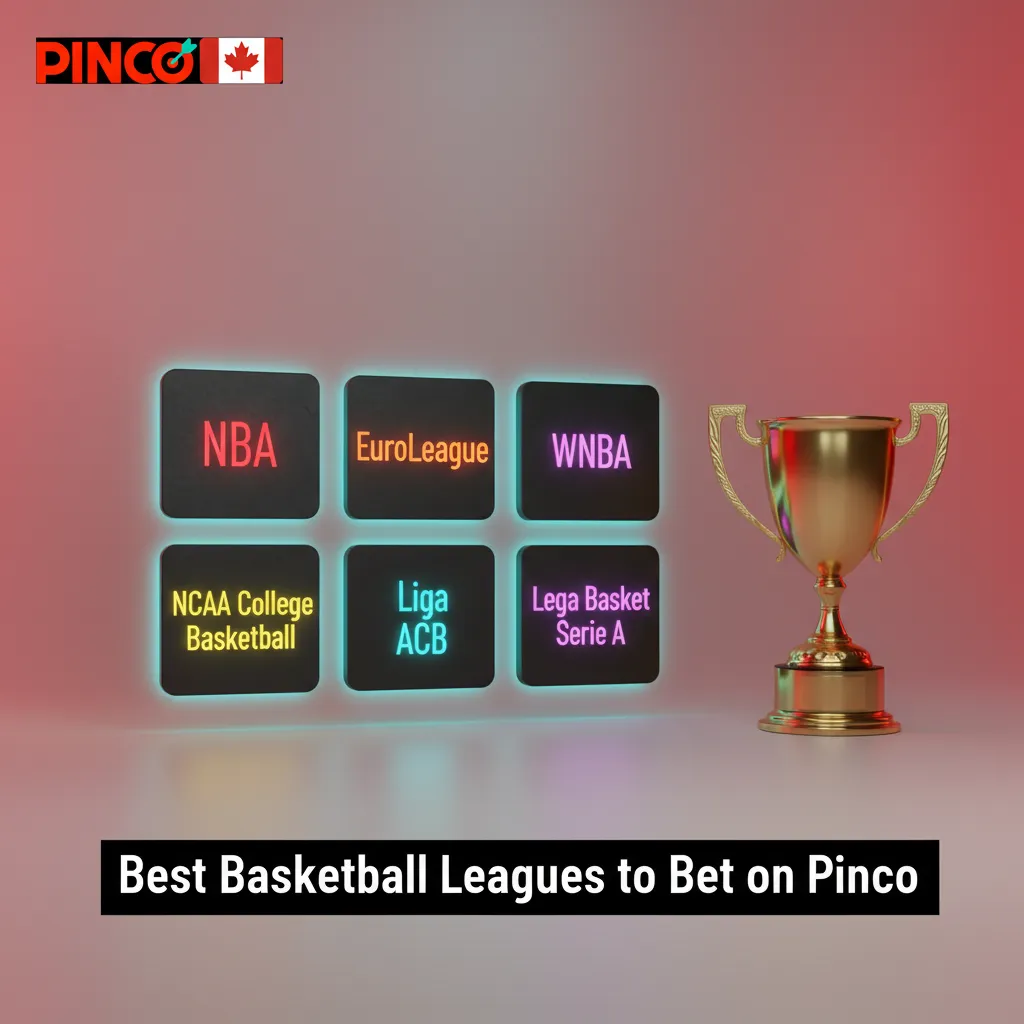 Infographic of best basketball leagues to bet on: NBA, WNBA, NCAA, EuroLeague, EuroCup, Spain ACB, CEBL, FIBA.
