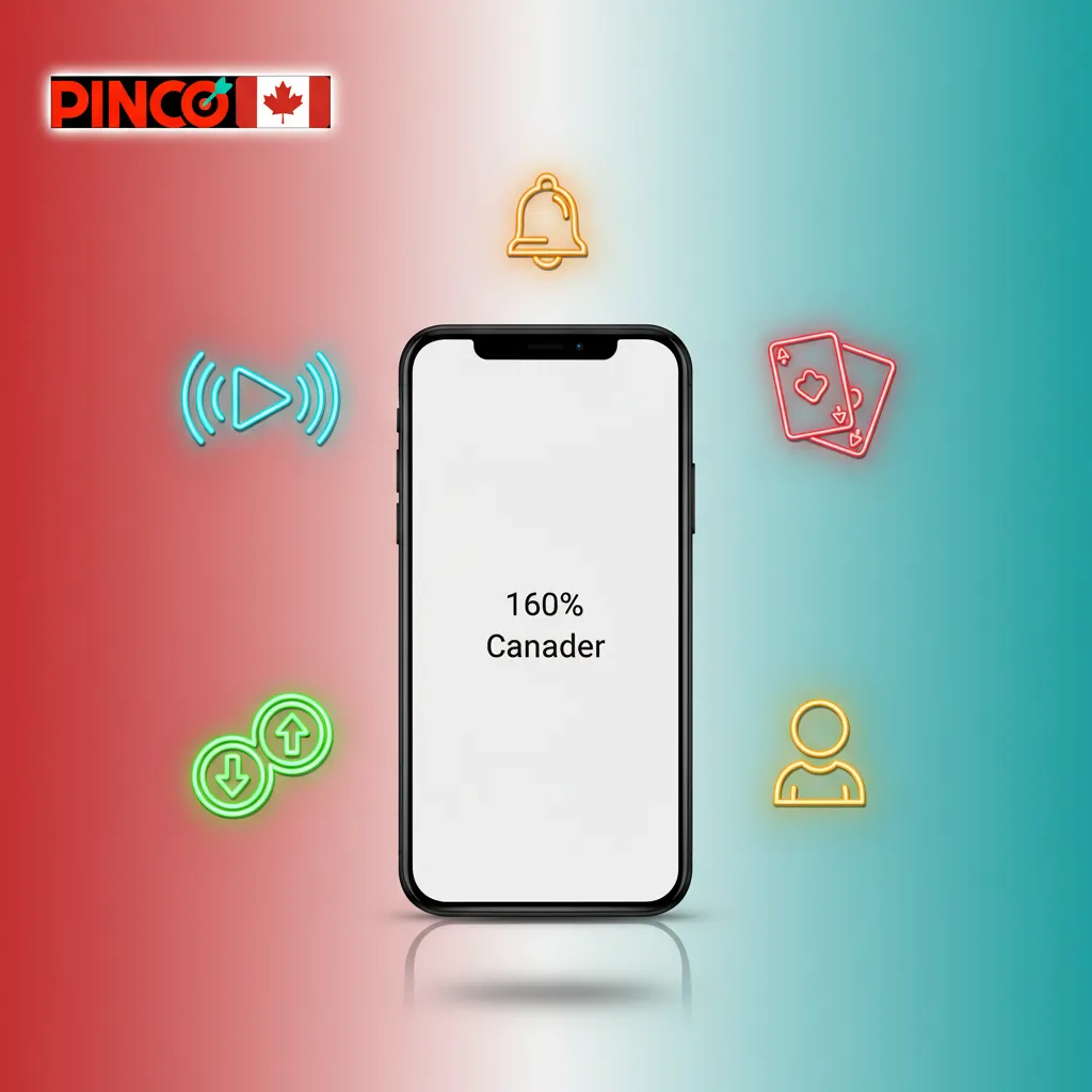 Pinco app UI showing live betting with betslip, live streams, casino games, Interac deposits, profile limits, and alerts.
