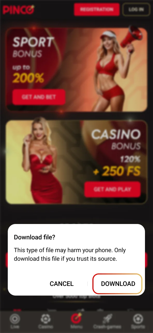 Download the Pinco APK file to your device.