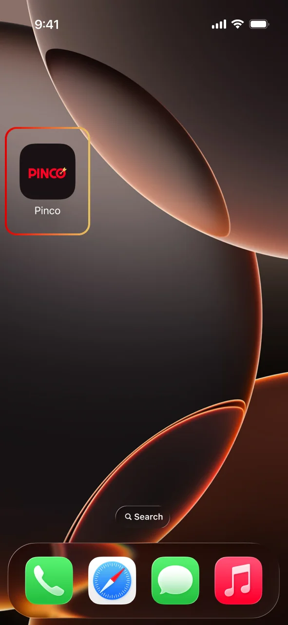 Launch the Pinco app from your home screen.