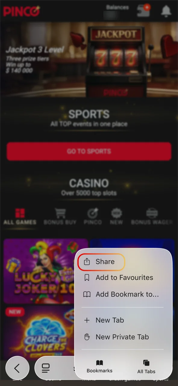 Tap the Share icon in the Safari toolbar.