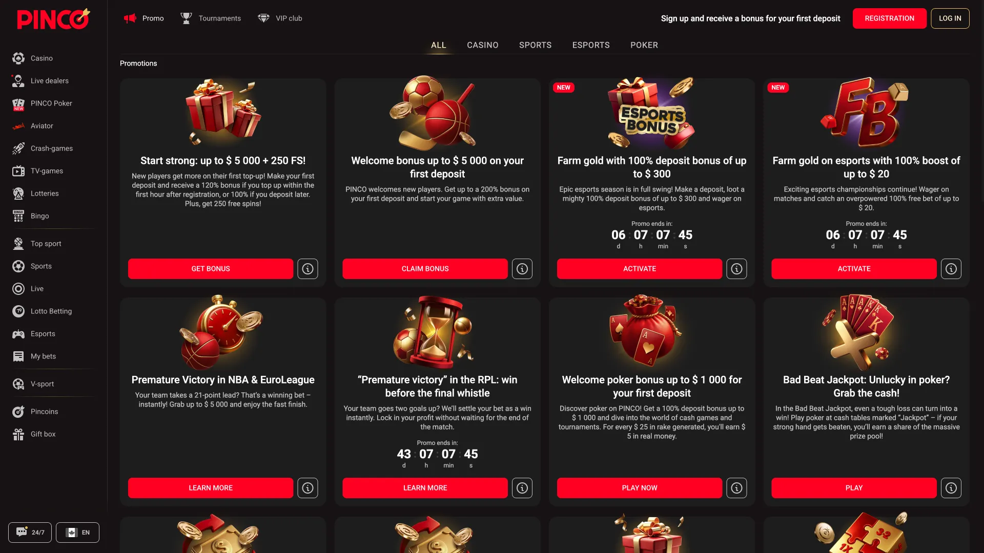 Activate your welcome bonus at Pinco now.