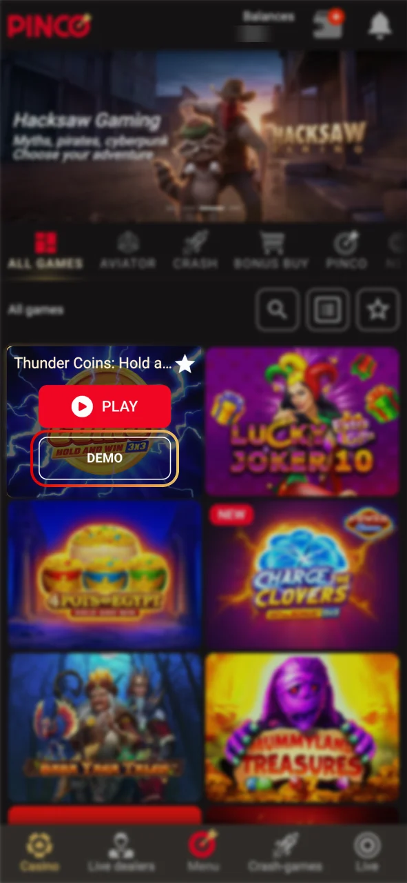 Launch Pinco slots in demo mode to learn rules.